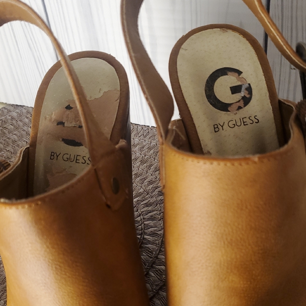 G by Guess Brown Platform Mules with Buckle - Picture 9 of 10